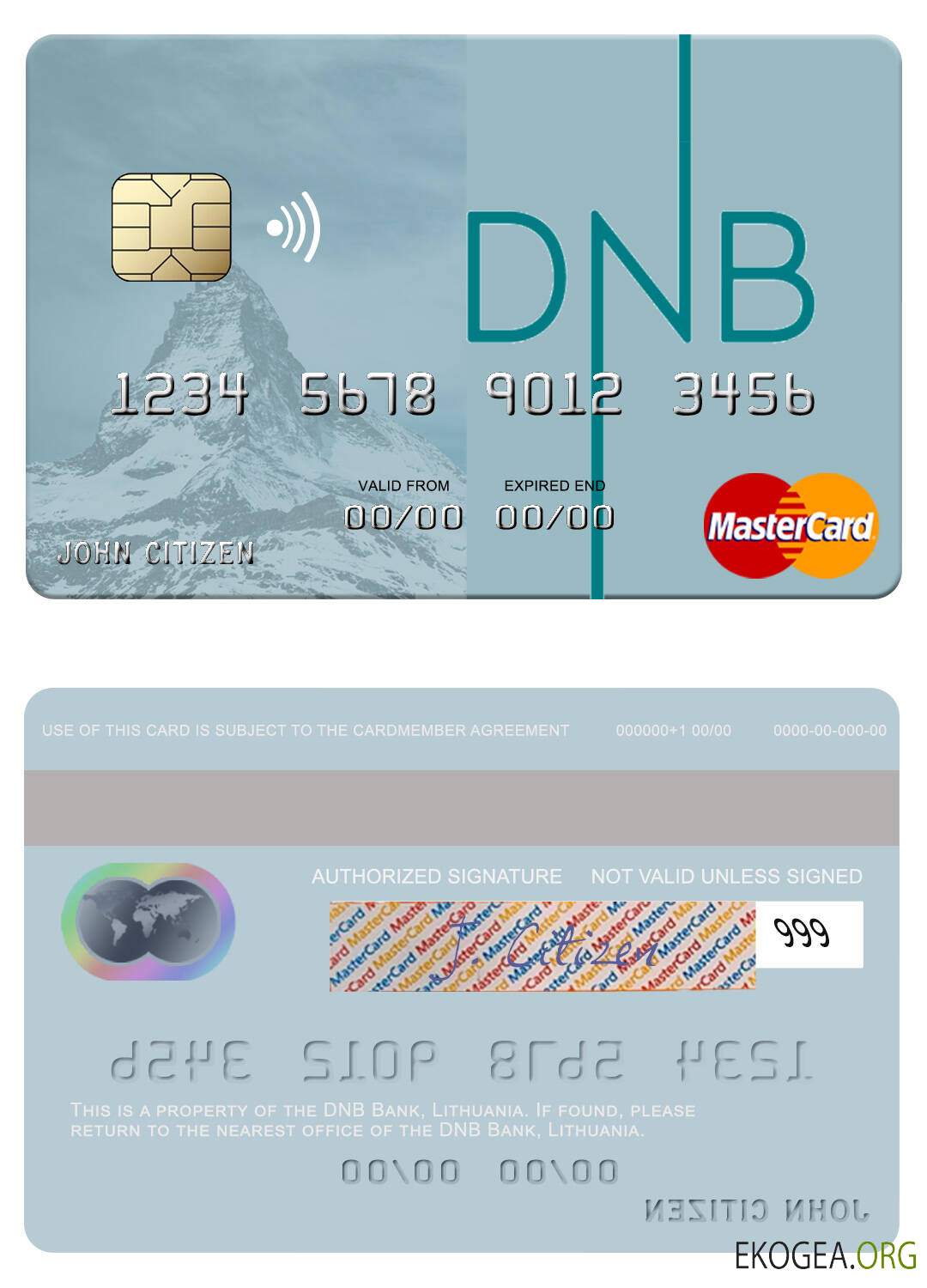 Carte mastercard de la banque DNB de Lituanie
